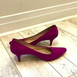 Fuchsia Ferragamo Dalia Suede Pumps - Size 10, 2 Inch Heel